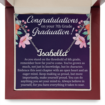 Congratulations on Your 7th Grade Graduation Custom Name Necklace – Personalized Graduation Gift – Name Jewelry Keepsake