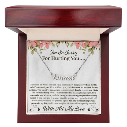 I'm So Sorry for Hurting You Custom Name Necklace – Personalized Apology Gift – Meaningful Jewelry with Message Card