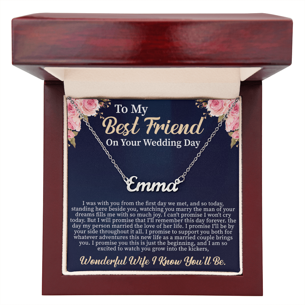To My Best Friend on Your Wedding Day Custom Name Necklace – Personalized Wedding Gift for Bride – Meaningful Jewelry