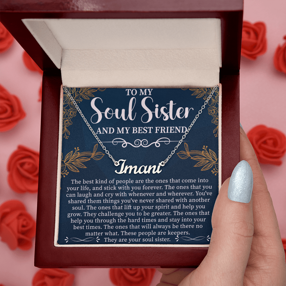 To My Soul Sister & Best Friend Custom Name Necklace – Personalized Friendship Gift – Meaningful Jewelry with Message Card