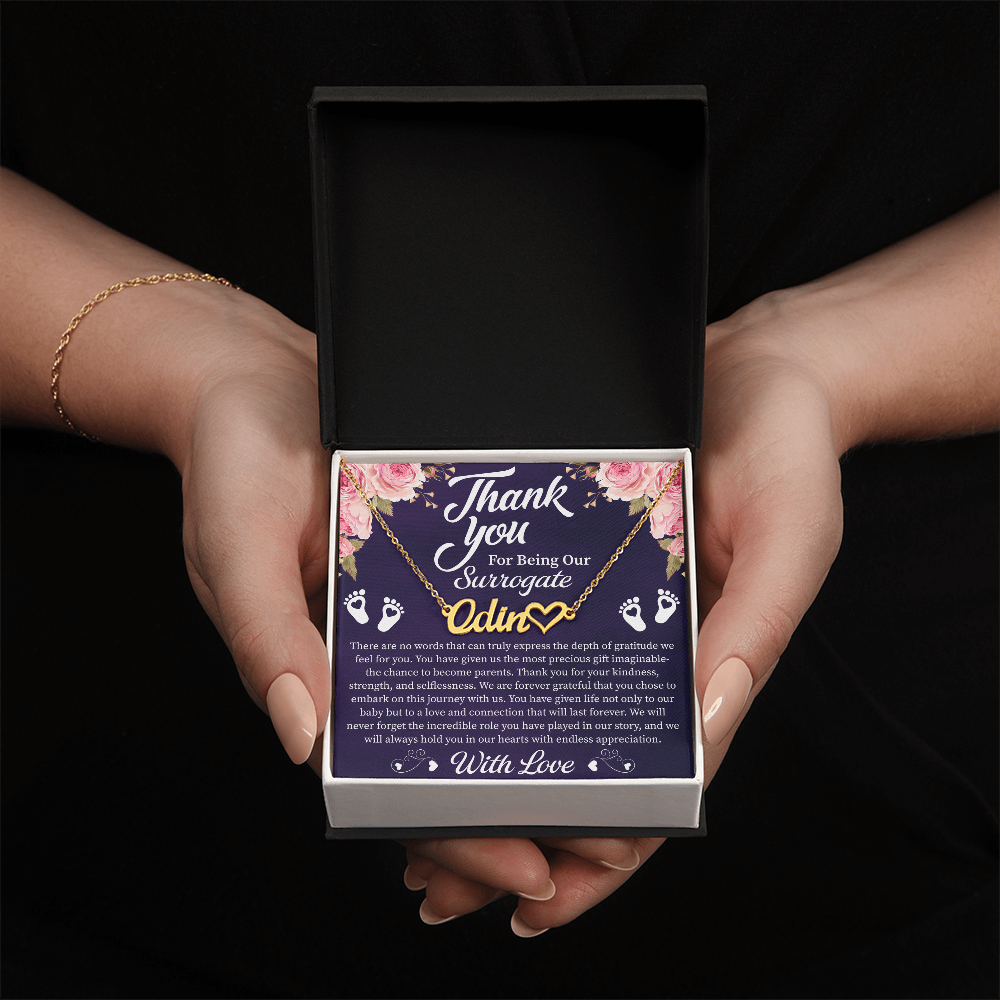 Thank You for Being Our Surrogate Heart Name Necklace – Personalized Surrogate Appreciation Gift – Meaningful Jewelry