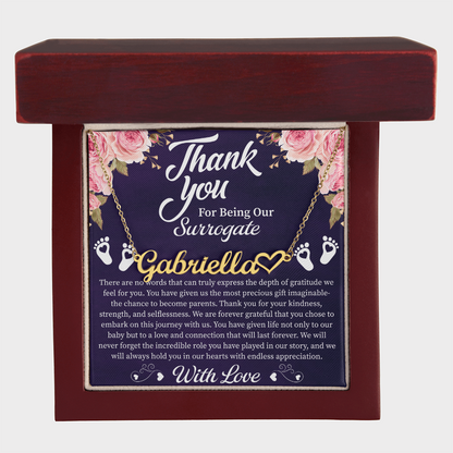 Thank You for Being Our Surrogate Heart Name Necklace – Personalized Surrogate Appreciation Gift – Meaningful Jewelry