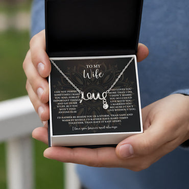 To My Wife Scripted Love Necklace – Romantic Gift for Wife – Anniversary, Birthday & Valentine's Day Jewelry