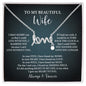 To My Beautiful Wife Scripted Love Necklace – Romantic Gift for Wife – Anniversary, Birthday & Valentine's Day Jewelry