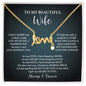 To My Beautiful Wife Scripted Love Necklace – Romantic Gift for Wife – Anniversary, Birthday & Valentine's Day Jewelry