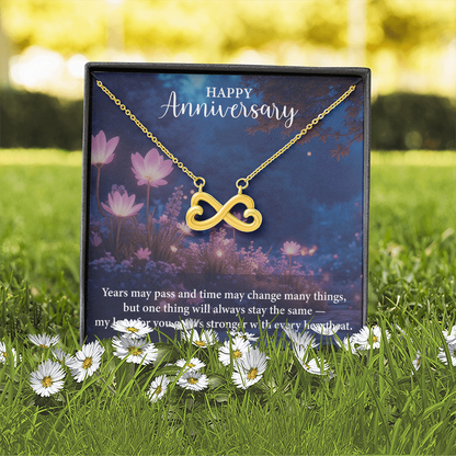 Happy Anniversary Endless Love Necklace – Romantic Anniversary Gift for Her – Meaningful Jewelry with Message Card