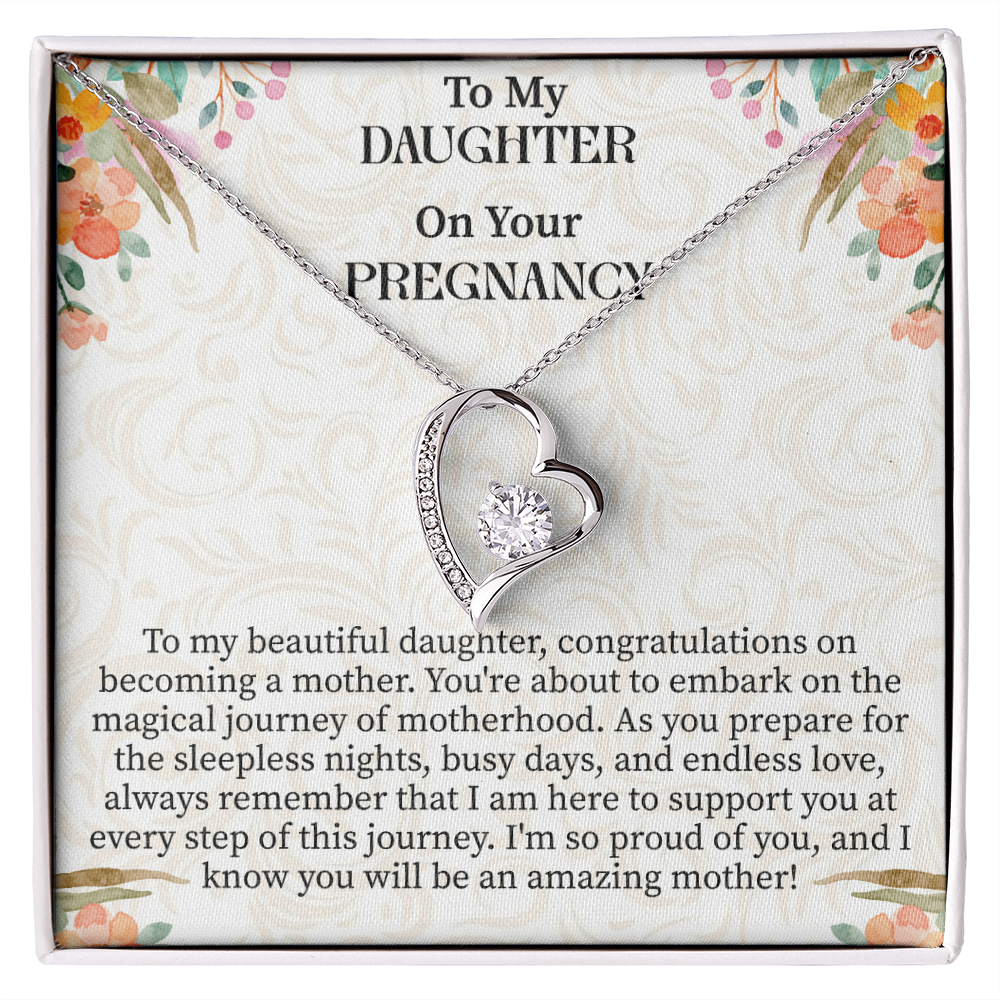 To My Daughter on Your Pregnancy Forever Love Necklace – Meaningful Mom-to-Be Gift – Pregnancy Announcement Jewelry with Message Card