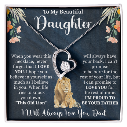 To My Beautiful Daughter Forever Love Necklace, Gift for Daughter from Mom Dad, Heart Pendant with Message Card, Meaningful Daughter Jewelry