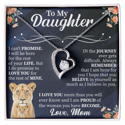 To My Daughter Forever Love Necklace, Daughter Gift from Mom Dad, Heart Necklace for Daughter, Meaningful Jewelry with Card, Birthday Gift for Her