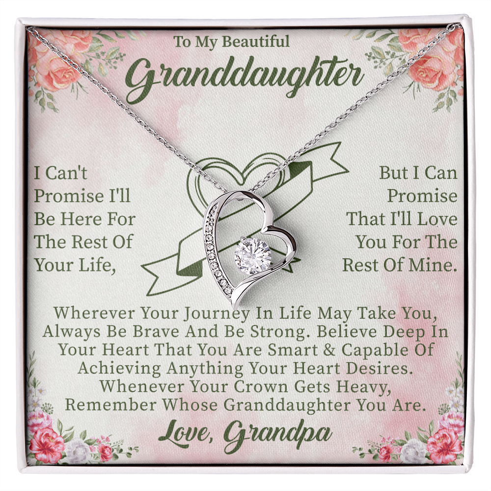 To My Beautiful Granddaughter Forever Love Necklace – Meaningful Gift from Grandparents – Birthday or Graduation Jewelry