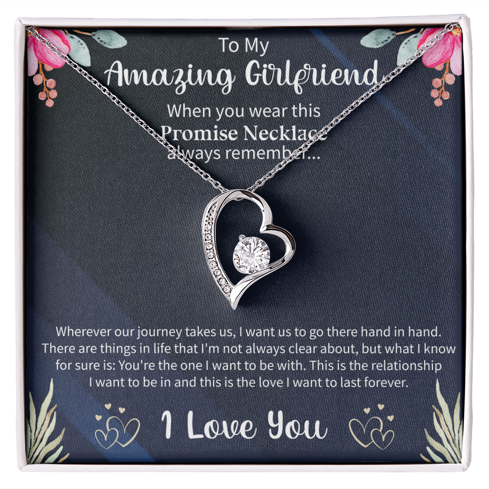 Forever Love Necklace for Girlfriend – To My Amazing Girlfriend Gift – Meaningful Romantic Jewelry with Message Card
