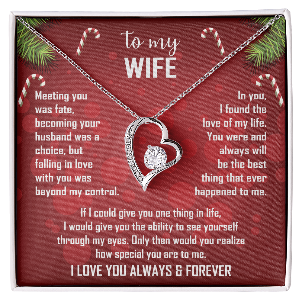 Wife Gift Forever Love Necklace – To My Wife – Sentimental Love Jewelry for Anniversary, Christmas or Valentine's Day