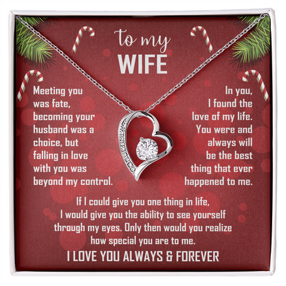 Wife Gift Forever Love Necklace – To My Wife – Sentimental Love Jewelry for Anniversary, Christmas or Valentine's Day