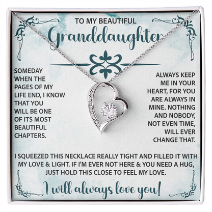 To My Beautiful Granddaughter Forever Love Necklace – Meaningful Gift from Grandparents – Birthday or Graduation Jewelry