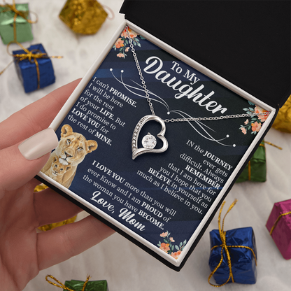 To My Daughter Forever Love Necklace, Daughter Gift from Mom Dad, Heart Necklace for Daughter, Meaningful Jewelry with Card, Birthday Gift for Her