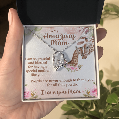 To My Amazing Mom Forever Love Necklace – Meaningful Gift for Mother – Birthday, Mother's Day, or Christmas Jewelry