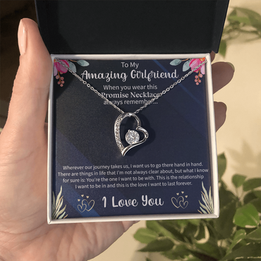 Forever Love Necklace for Girlfriend – To My Amazing Girlfriend Gift – Meaningful Romantic Jewelry with Message Card