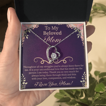 To My Beloved Mom Forever Love Necklace – Meaningful Gift for Mother – Mother's Day, Birthday, or Christmas Jewelry