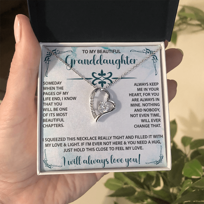 To My Beautiful Granddaughter Forever Love Necklace – Meaningful Gift from Grandparents – Birthday or Graduation Jewelry