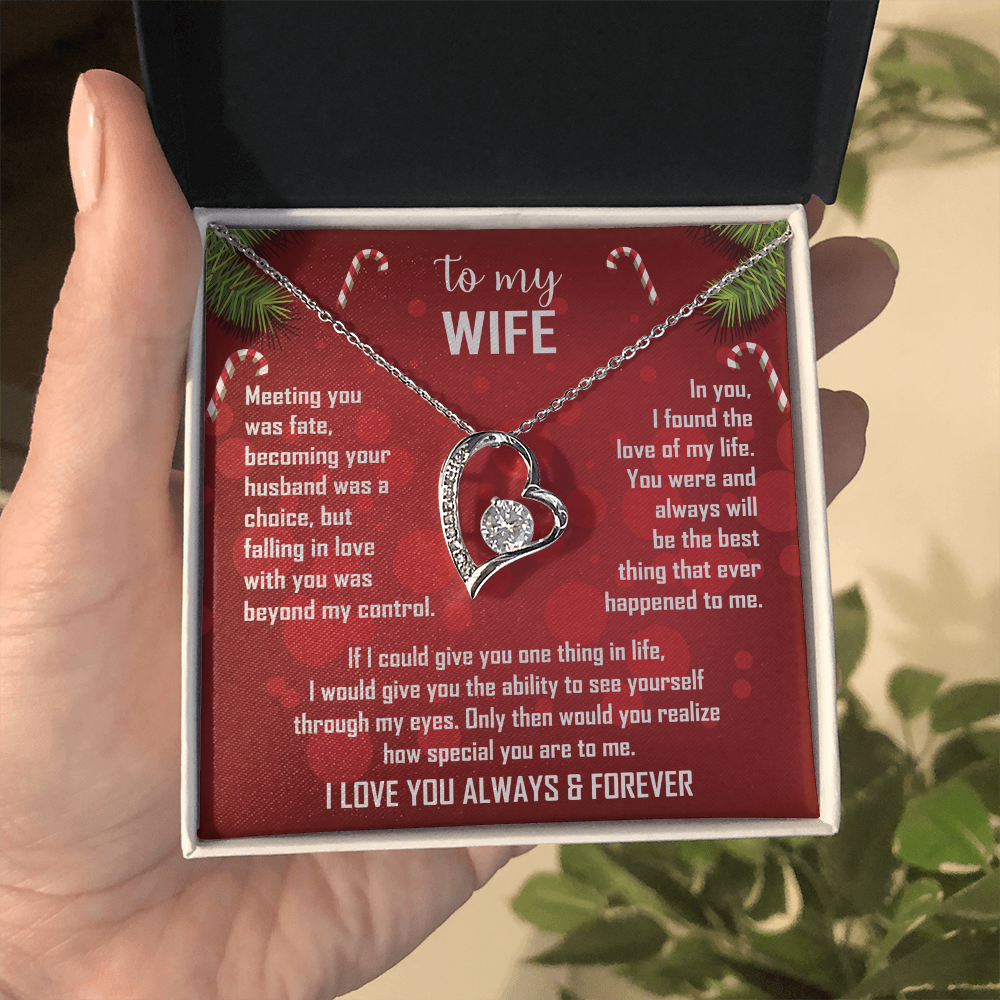 Wife Gift Forever Love Necklace – To My Wife – Sentimental Love Jewelry for Anniversary, Christmas or Valentine's Day