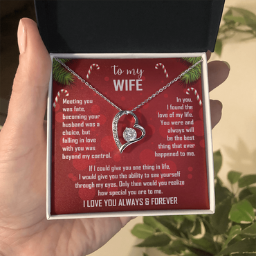 Wife Gift Forever Love Necklace – To My Wife – Sentimental Love Jewelry for Anniversary, Christmas or Valentine's Day