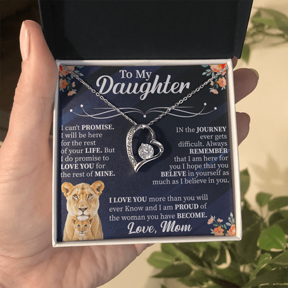 To My Daughter Forever Love Necklace, Daughter Gift from Mom Dad, Heart Necklace for Daughter, Meaningful Jewelry with Card, Birthday Gift for Her