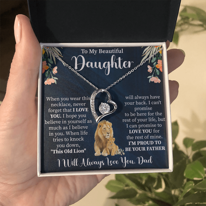 To My Beautiful Daughter Forever Love Necklace, Gift for Daughter from Mom Dad, Heart Pendant with Message Card, Meaningful Daughter Jewelry