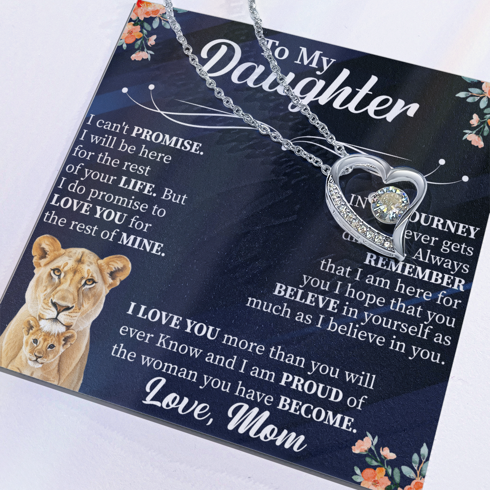 To My Daughter Forever Love Necklace, Daughter Gift from Mom Dad, Heart Necklace for Daughter, Meaningful Jewelry with Card, Birthday Gift for Her