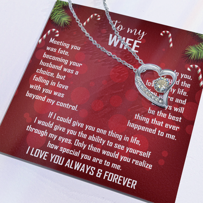 Wife Gift Forever Love Necklace – To My Wife – Sentimental Love Jewelry for Anniversary, Christmas or Valentine's Day