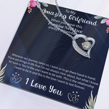 Forever Love Necklace for Girlfriend – To My Amazing Girlfriend Gift – Meaningful Romantic Jewelry with Message Card