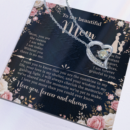 Forever Love Necklace for Mom – Sentimental Mother Gift – Elegant Jewelry with Message Card