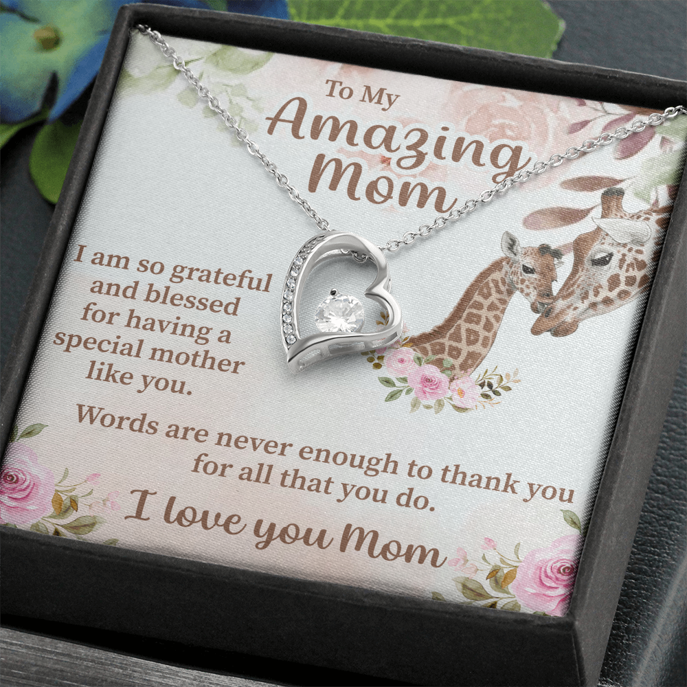 To My Amazing Mom Forever Love Necklace – Meaningful Gift for Mother – Birthday, Mother's Day, or Christmas Jewelry