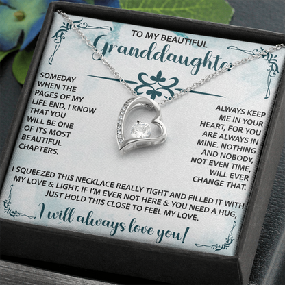 To My Beautiful Granddaughter Forever Love Necklace – Meaningful Gift from Grandparents – Birthday or Graduation Jewelry