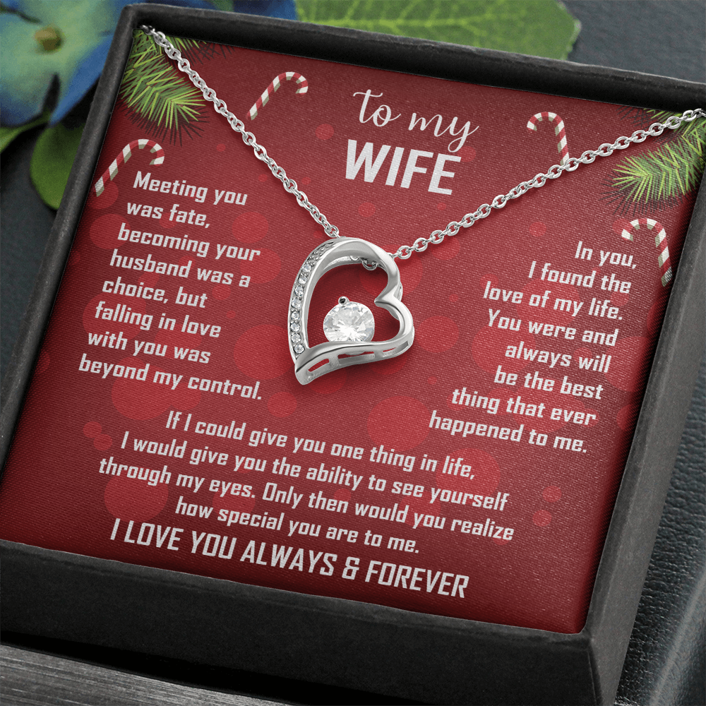 Wife Gift Forever Love Necklace – To My Wife – Sentimental Love Jewelry for Anniversary, Christmas or Valentine's Day