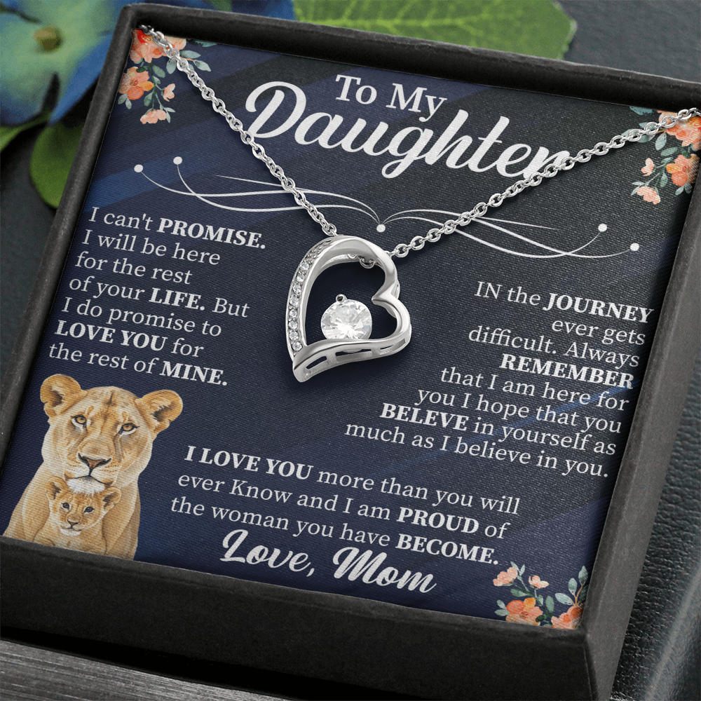 To My Daughter Forever Love Necklace, Daughter Gift from Mom Dad, Heart Necklace for Daughter, Meaningful Jewelry with Card, Birthday Gift for Her