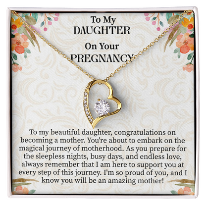 To My Daughter on Your Pregnancy Forever Love Necklace – Meaningful Mom-to-Be Gift – Pregnancy Announcement Jewelry with Message Card
