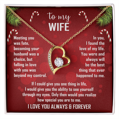 Wife Gift Forever Love Necklace – To My Wife – Sentimental Love Jewelry for Anniversary, Christmas or Valentine's Day
