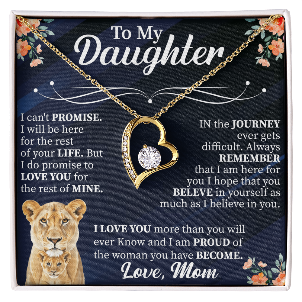 To My Daughter Forever Love Necklace, Daughter Gift from Mom Dad, Heart Necklace for Daughter, Meaningful Jewelry with Card, Birthday Gift for Her