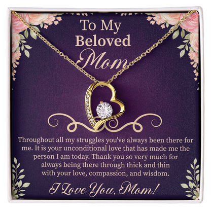 To My Beloved Mom Forever Love Necklace – Meaningful Gift for Mother – Mother's Day, Birthday, or Christmas Jewelry