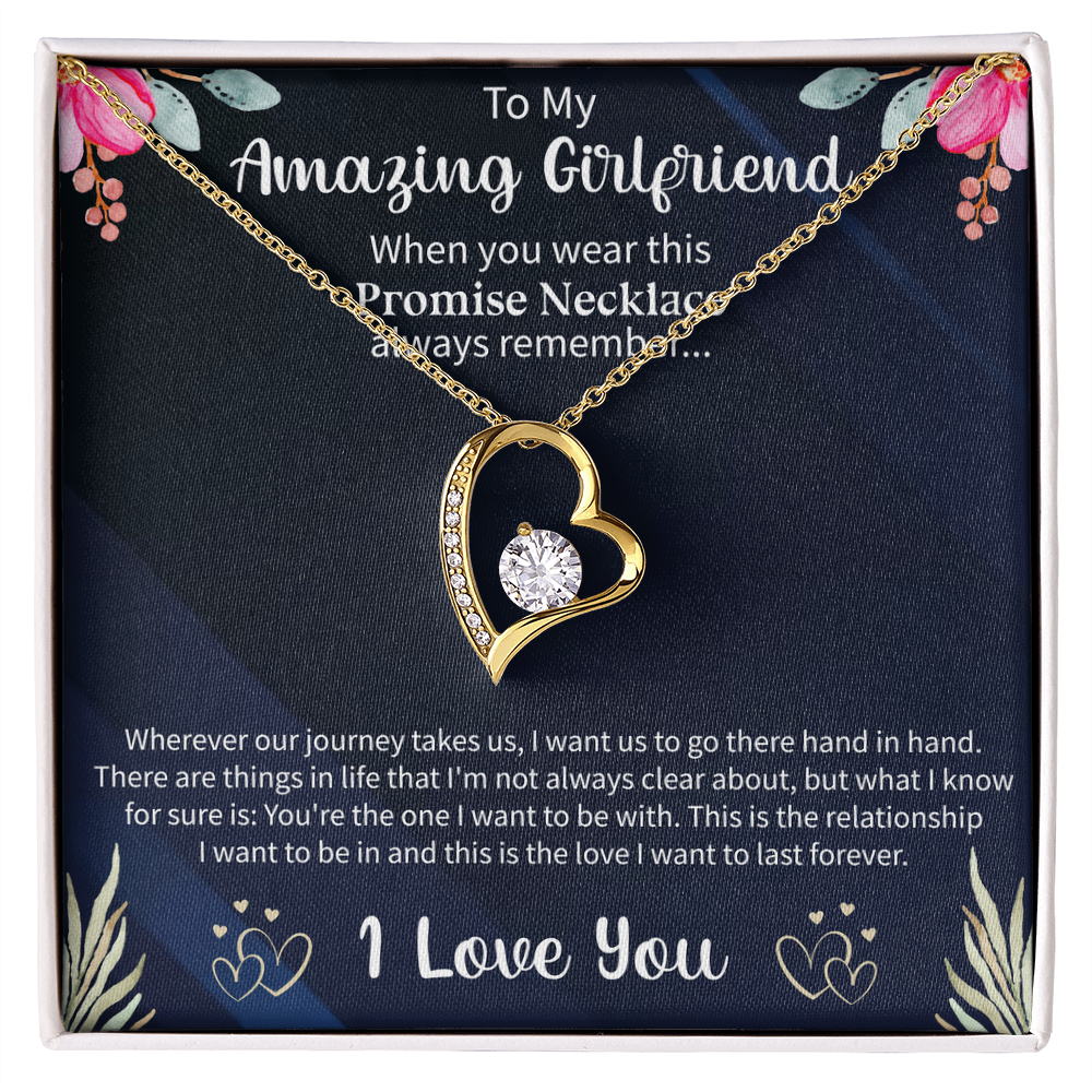Forever Love Necklace for Girlfriend – To My Amazing Girlfriend Gift – Meaningful Romantic Jewelry with Message Card
