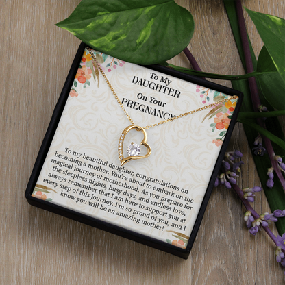 To My Daughter on Your Pregnancy Forever Love Necklace – Meaningful Mom-to-Be Gift – Pregnancy Announcement Jewelry with Message Card