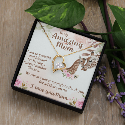 To My Amazing Mom Forever Love Necklace – Meaningful Gift for Mother – Birthday, Mother's Day, or Christmas Jewelry