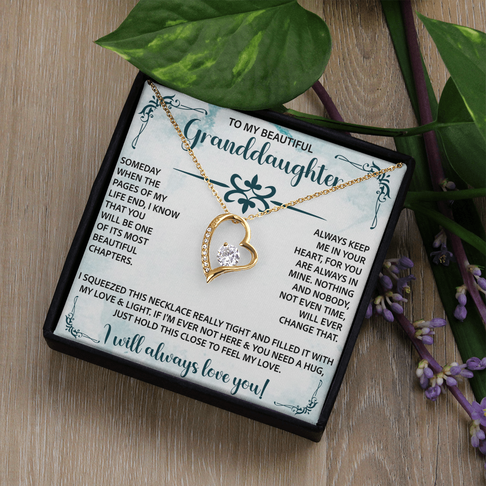 To My Beautiful Granddaughter Forever Love Necklace – Meaningful Gift from Grandparents – Birthday or Graduation Jewelry