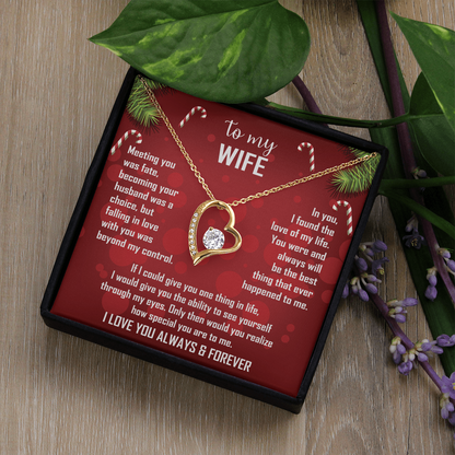Wife Gift Forever Love Necklace – To My Wife – Sentimental Love Jewelry for Anniversary, Christmas or Valentine's Day