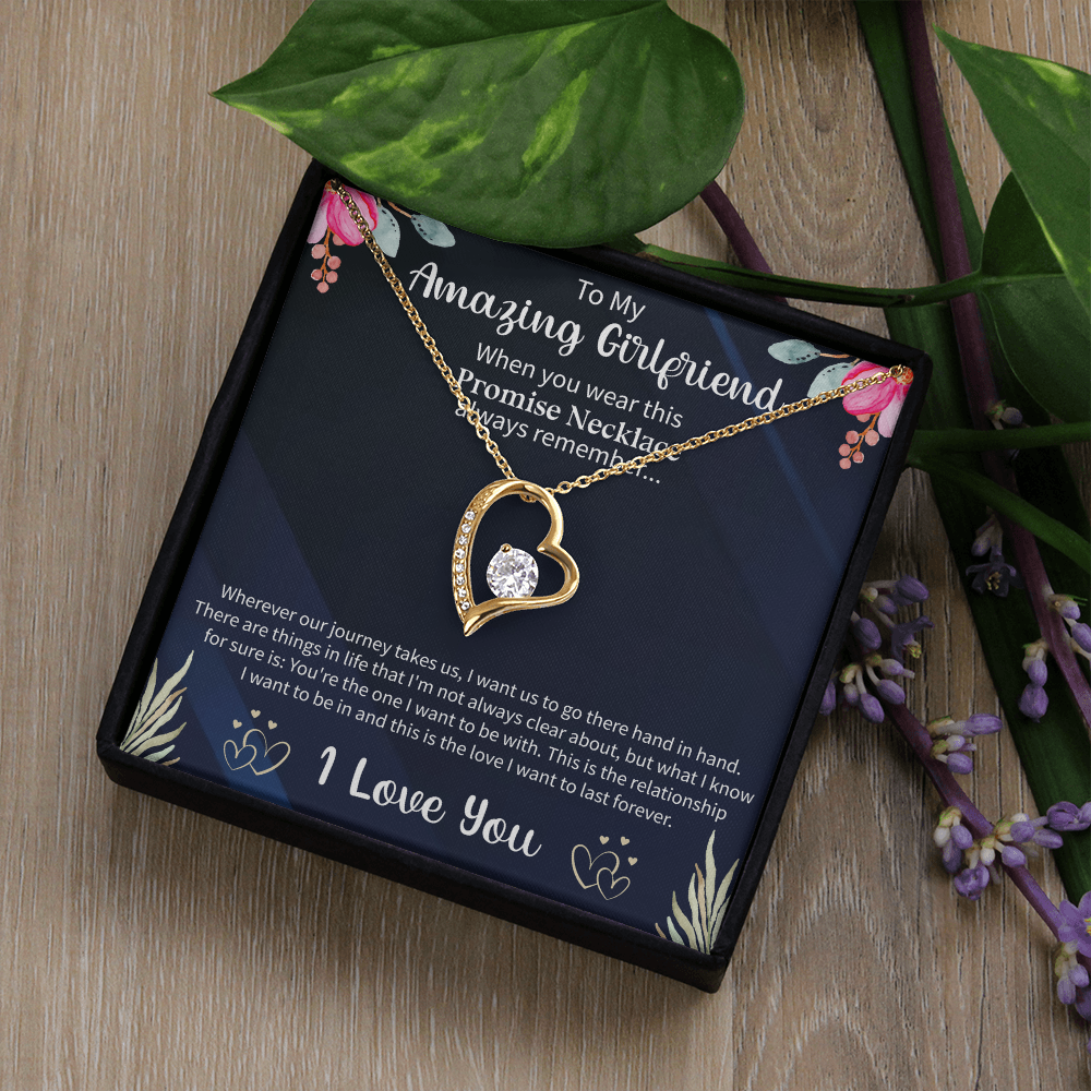 Forever Love Necklace for Girlfriend – To My Amazing Girlfriend Gift – Meaningful Romantic Jewelry with Message Card