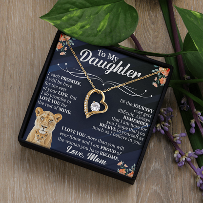 To My Daughter Forever Love Necklace, Daughter Gift from Mom Dad, Heart Necklace for Daughter, Meaningful Jewelry with Card, Birthday Gift for Her