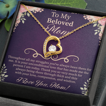 To My Beloved Mom Forever Love Necklace – Meaningful Gift for Mother – Mother's Day, Birthday, or Christmas Jewelry