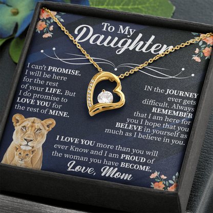 To My Daughter Forever Love Necklace, Daughter Gift from Mom Dad, Heart Necklace for Daughter, Meaningful Jewelry with Card, Birthday Gift for Her