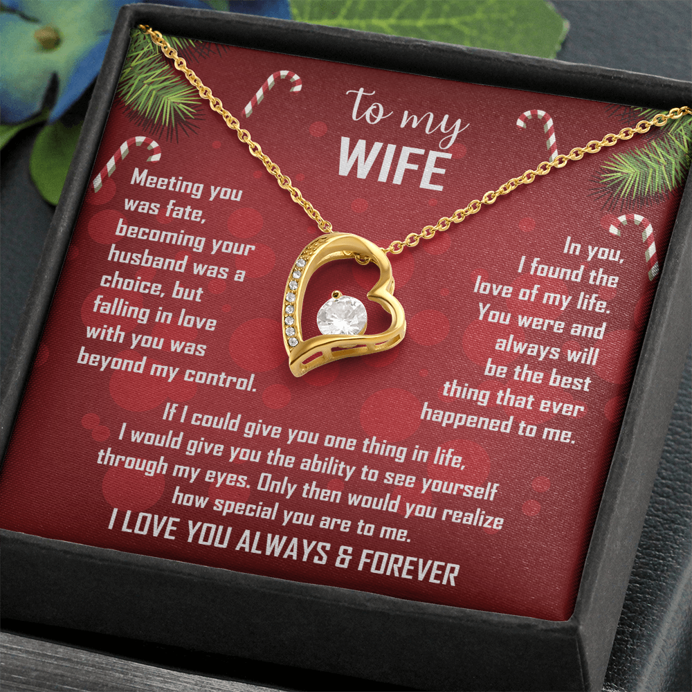 Wife Gift Forever Love Necklace – To My Wife – Sentimental Love Jewelry for Anniversary, Christmas or Valentine's Day