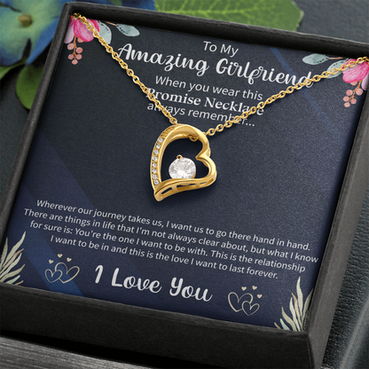 Forever Love Necklace for Girlfriend – To My Amazing Girlfriend Gift – Meaningful Romantic Jewelry with Message Card